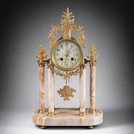 Late 19th Century French Louis XVI Style Marble and Gilt Bronze Mantel Clock, 20.9”