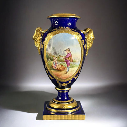 Sèvres Style, Porcelain Vase with Gallant Scene, France, Early 20th Century