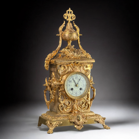 Late 19th Century French Louis XV Revival Mantel Clock by AD Mougin, 19.3 in
