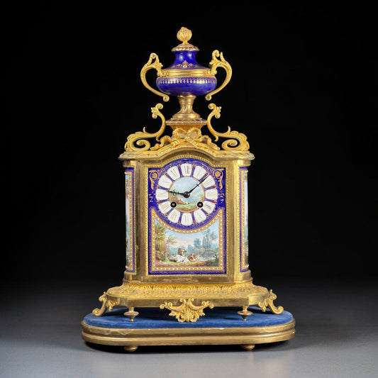 Late 19th Century Richard & Cie Porcelain and Ormolu Mantel Clock with Japy Frères Movement - France - 16.5 in