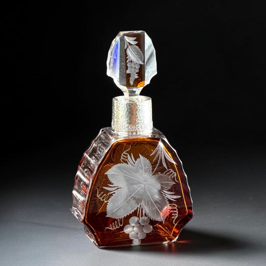 Art Deco Amber Crystal Decanter with Silver Mount. Early 20th Century, 9.25 in.