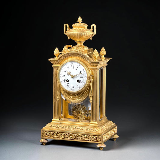 F. Barbedienne, French Louis XVI Style Ormolu Mantel Clock with Ed. Minart Movement, Circa 1852-1870