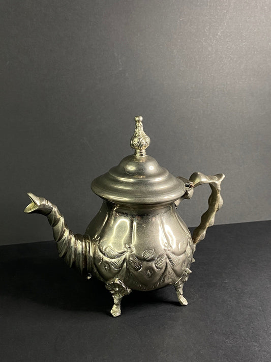 老式华丽花卉金属茶壶/老式茶壶