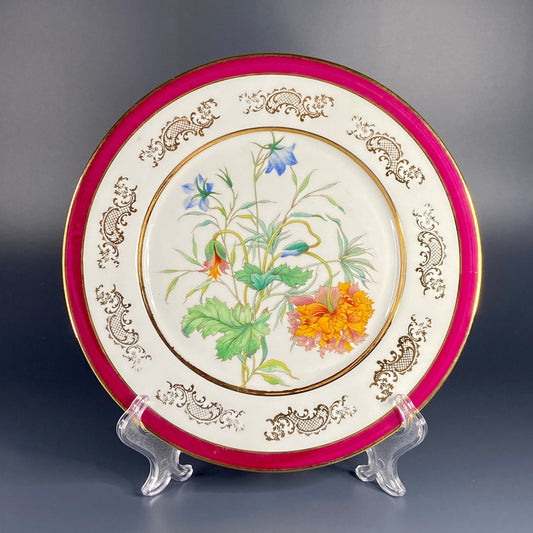 Limoges porcelain collection plate decor Gold & Flowers. JB Limoges France.