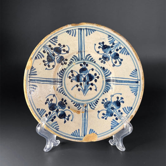 17-18th, Rare Antique Catalan Dish, Spanish Ceramic, Cirereta Series (Cherries)