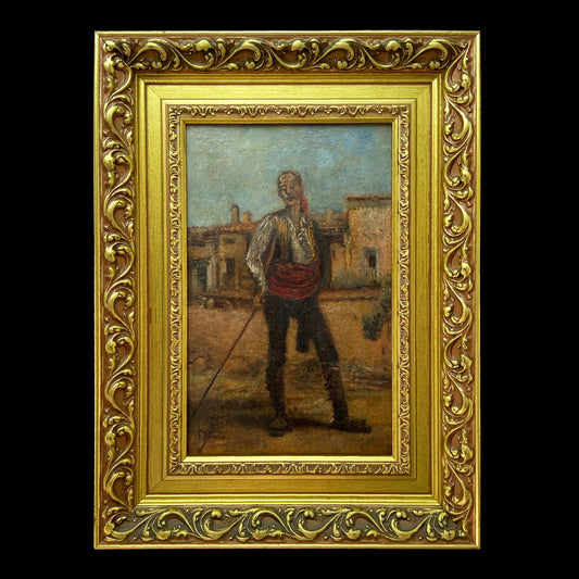 1920-1940,  Andor Basch - "Shepherd" oil on canvas,  H(33,5 cm | 13 in)  W(21 cm | 8,2 in)