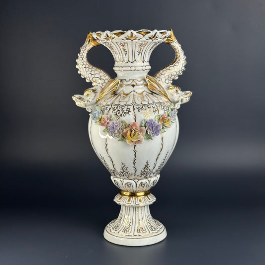 Double Dragon handled vase by German potter Gahuer.