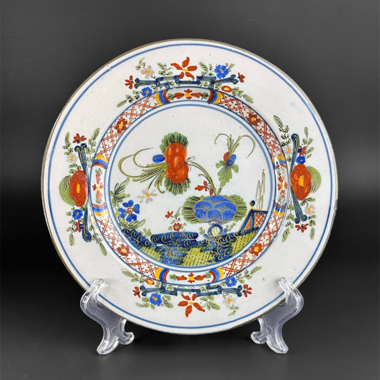 1760-1800年，意大利法恩莎汤盘，费尔尼亚尼工厂制造，日式风格装饰。