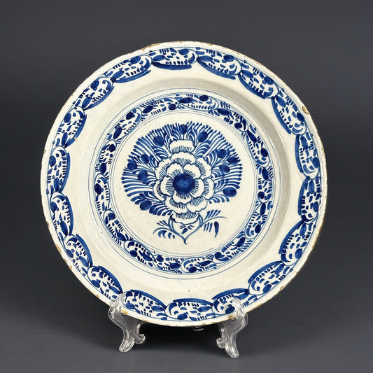 18th Century Dutch Delft Charger "Peacock"