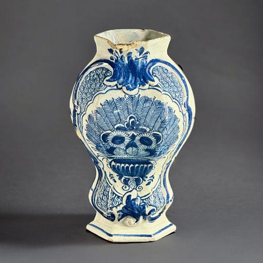 18th Century, Dutch Delft Blue and White Vase and Cover, factory from 1764 to 1770