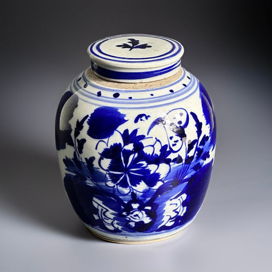 Late 19th Century, Chinese Blue and White Ginger Jar With Original Ceramic Lid