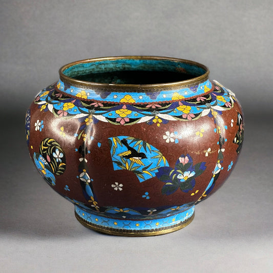 19th, Antique Japanese Cloisonne Cache-pot