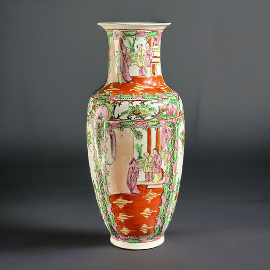 Hand Painted Chinese Famille Rose Medallion Ceramic Vase