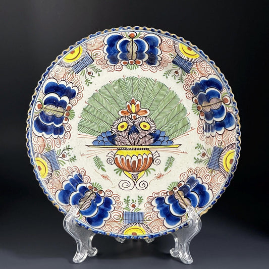 Absolutely Rare Delft "De Klaauw" Dish, “Peacock” pattern. Circa 1760s