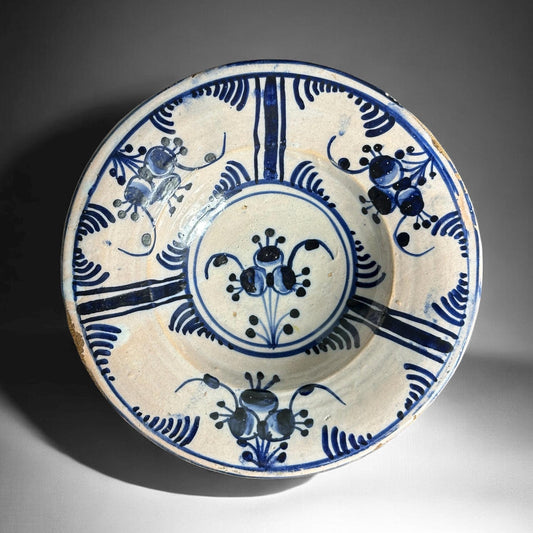 19th, Rare Antique Catalan Dish, Spanish Ceramic, Cirereta Series (Cherries)