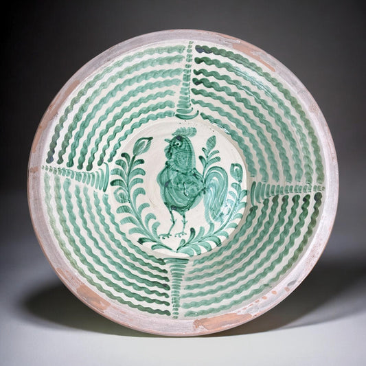 19th Century, Lebrillo, Spanish Large Fajalauza Ceramic Bowl -  20in