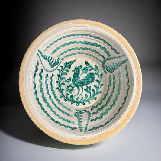 19th Century, Lebrillo, Spanish Large Fajalauza Ceramic Bowl - 15.5