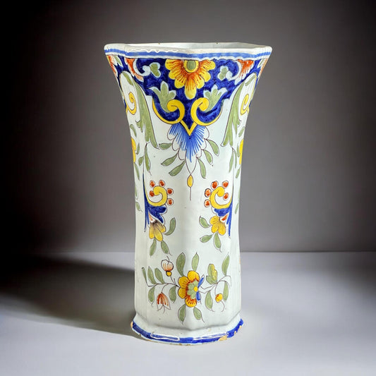 Faience Desvres Vase, Fourmaintraux Signed, 19th Century
