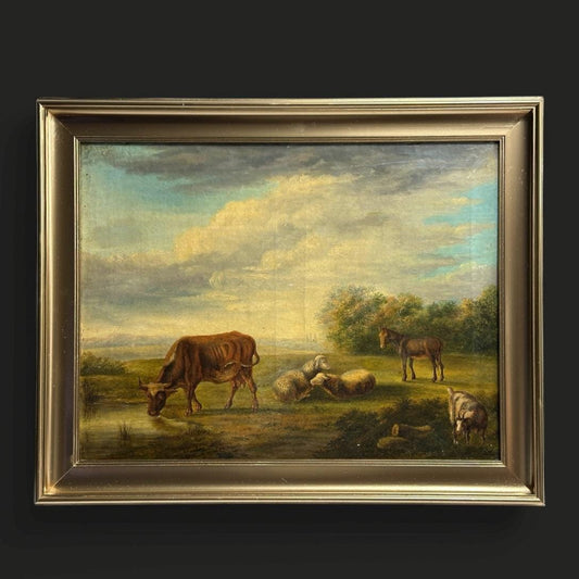 Charles Desan, 1845, Paisaje con ganado. 37.5x49cm - 14.5in x 19,2in