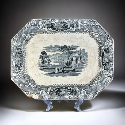 19th-Century Spanish Earthenware Tray in English Style – San Juan de Aznalfarache (Seville)