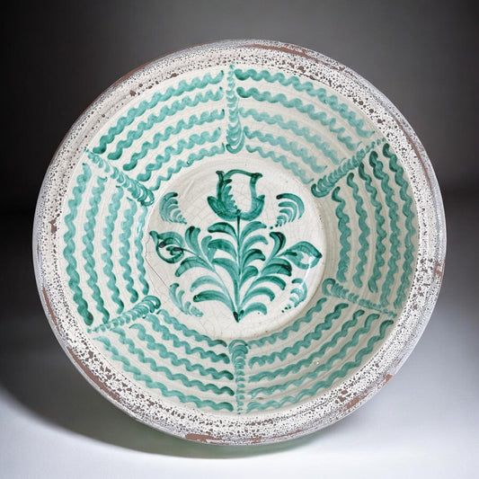 Lebrillo, Spanish Large Fajalauza Ceramic Bowl -  19.3in