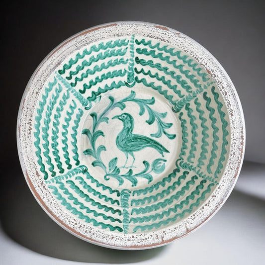 Lebrillo, Spanish Large Fajalauza Ceramic Bowl -  19.3in