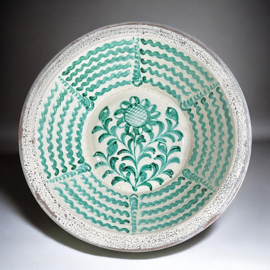 Lebrillo, Spanish Large Fajalauza Ceramic Bowl -  19.3in