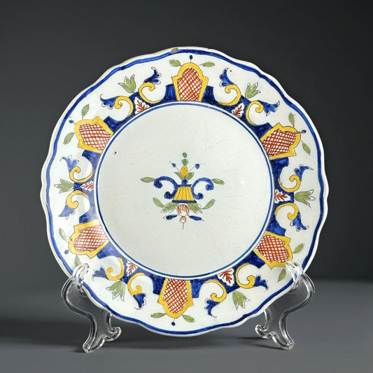 19thc, French Faience Plate, Nevers / Rouen Revival Style