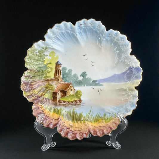 Early 20th Century, W.G. & Co. Limoges Hand-Painted Scenic Plate, France