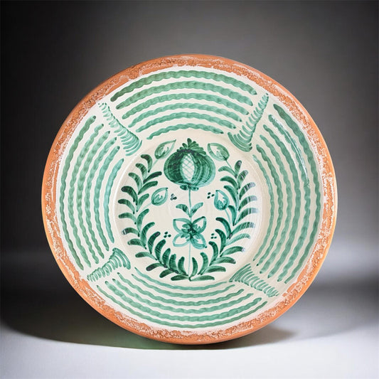 19th Century, Lebrillo, Spanish Large Fajalauza Ceramic Bowl -  19.6in