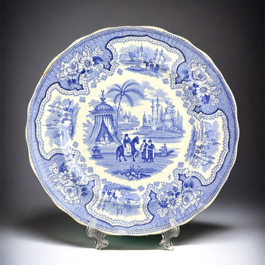 c.1840–1860 Adams “Palestine” Blue Transferware Plate, England