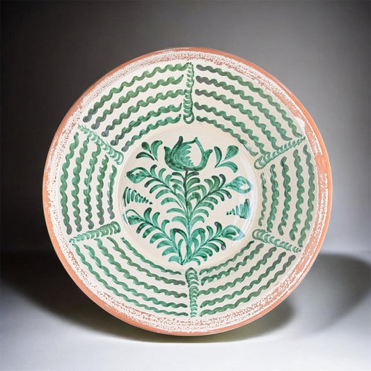 19th Century, Lebrillo, Spanish Large Fajalauza Ceramic Bowl -  19.6in
