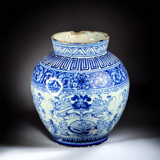 c.1800–1880 Manises (Spain) Blue-and-White Faience Jar, 19th Century