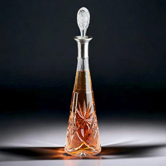 1970s–1980s Valenti Spain Cut Crystal Decanter with Silver Collar, 38cm
