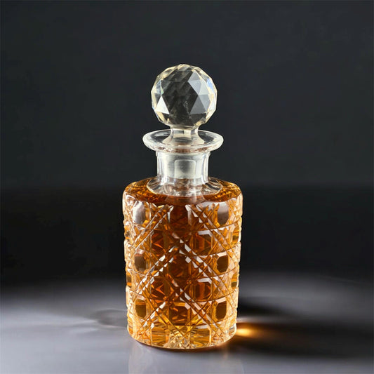 Mid-20th Century Cut Crystal Small Decanter with Faceted Stopper, 250 ml / 8.45 oz