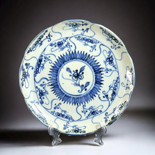 18th Century Chinese Blue & White Porcelain Plate, Qing Dynasty, 6.5in