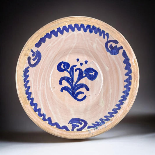 19th Century, Fajalauza Lebrillo, 14.8in, Granada Blue Majolica Bowl - Museum Antique Spanish Pottery