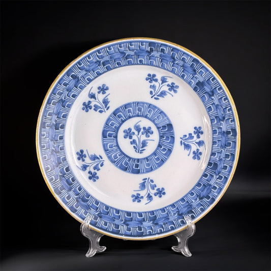 约1780–1820年 荷兰代尔夫特蓝陶大挂盘，13.4英寸