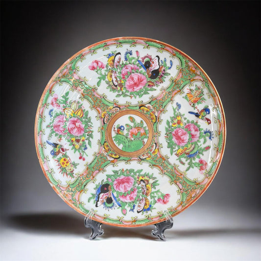 19th Century, Antique Chinese Rose Medallion Plate, 8.27 in