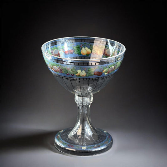 c.1905–1925 Compota de licor de vidrio esmaltado Haida / Steinschönau, Bohemia, 26,9 cm