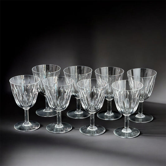 Copas de vino de cristal Baccarat Cassino, juego de 8, Francia, c. 1970s–1980s, 14 cm
