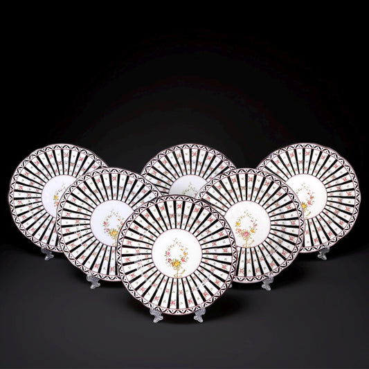 c.1891–1919 Platos de Porcelana Fina Inglesa Coalport, Juego de 6, Época Victoriana, 22,6cm