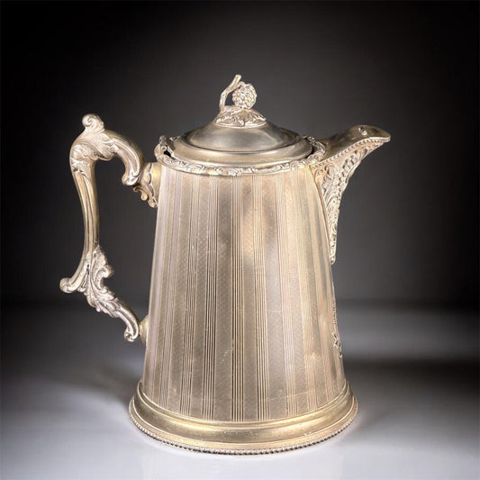 c.1856 F. D. Hall Patented Double Wall Silverplate Coffee Pot, Philadelphia, 11.8in