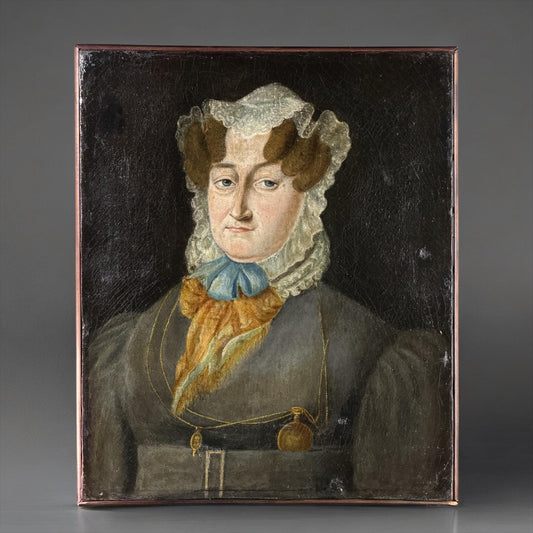 Retrato francés de una dama de finales del siglo XVIII, óleo sobre lienzo, circa 1790–1800