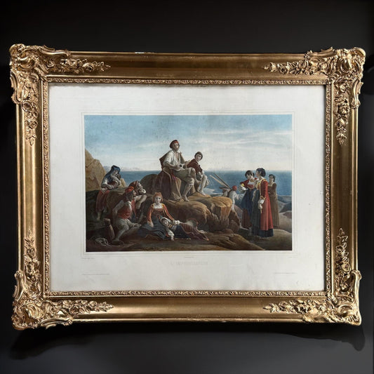 c.1845–1865 “L’Improvisateur” by Léopold Robert, Lemercier Louvre Edition, Large French Chromolithograph, 39 x 31 in