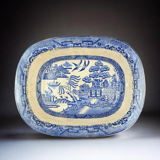 Early 19th Century English Blue Willow Bowl, Antique Transferware, c.1810–1830