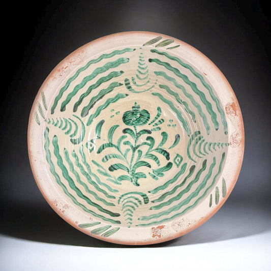 Granada Fajalauza Lebrillo Bowl, Hand Painted Andalusian Ceramic, 14 in