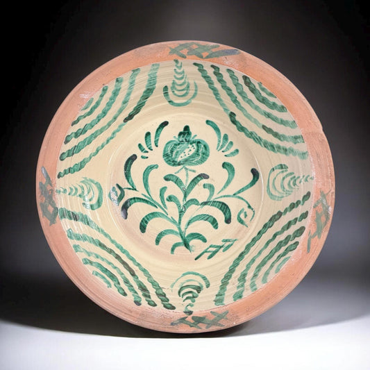 Granada Fajalauza Lebrillo Bowl, Hand Painted Andalusian Ceramic, 14 in