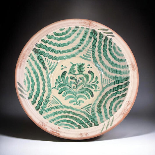 Granada Fajalauza Lebrillo Bowl, Hand Painted Andalusian Ceramic, 14 in