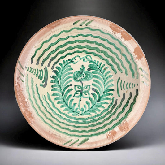 Granada Fajalauza Lebrillo Bowl, Hand Painted Andalusian Ceramic, 11.8 in